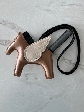 Luxury 100% Handmade Lamb Leather Horse Charm with Cream Wings